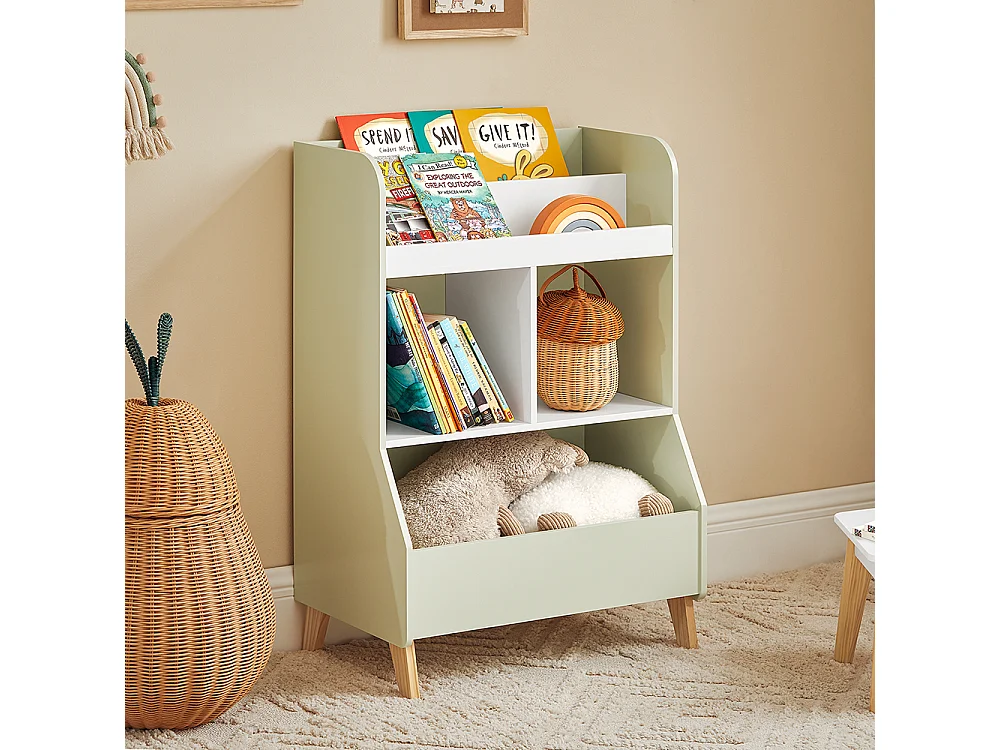 SoBuy KMB90-GR Étagère de Rangement Jouets pour Enfant, Étagère à Livres, Meuble de Rangement pour Chambre d'Enfants, Bibliothèque