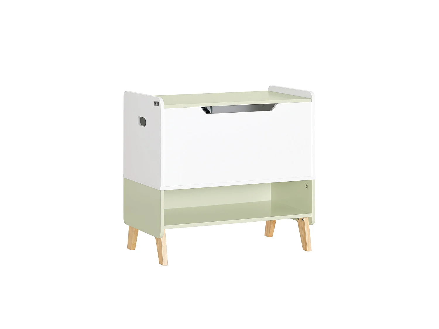SoBuy Coffre à Jouets Enfants en Bois, Boîte à Jouets avec Couvercle Rabattable, Organisateur de Jouets pour Chambre d’Enfant, Ouvert 60 x 34 x 57 cm, KMB91-GR