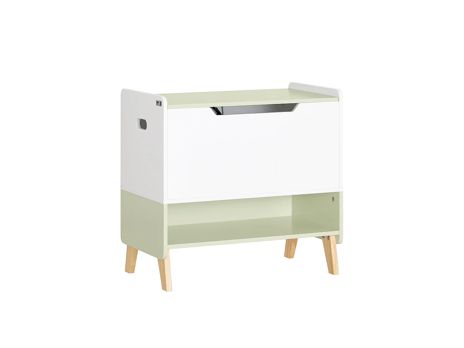 SoBuy Coffre à Jouets Enfants en Bois, Boîte à Jouets avec Couvercle Rabattable, Organisateur de Jouets pour Chambre d’Enfant, Ouvert 60 x 34 x 57 cm, KMB91-GR