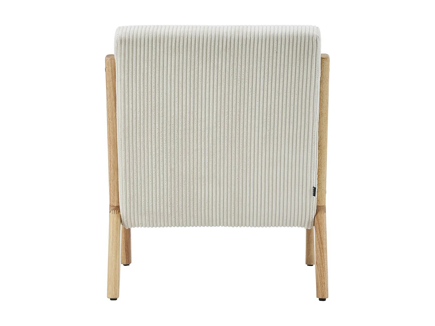 Fauteuil en bois et velours côtelé beige - Lanna