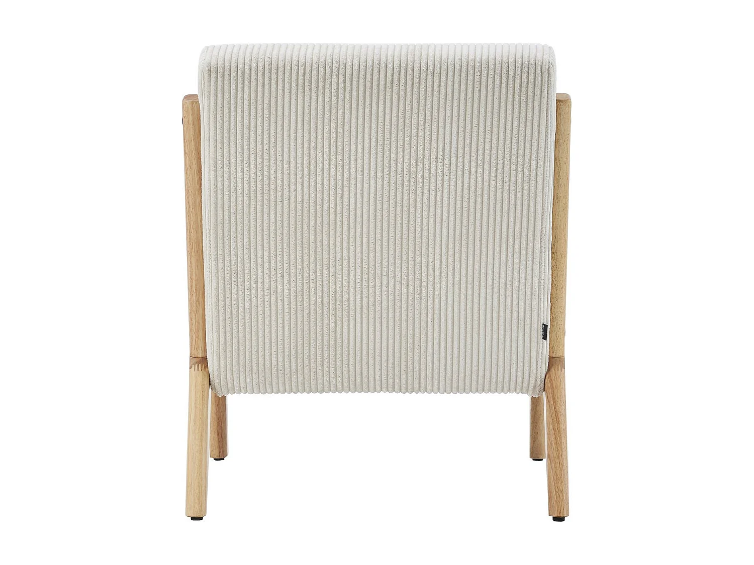 Fauteuil en bois et velours côtelé beige - Lanna