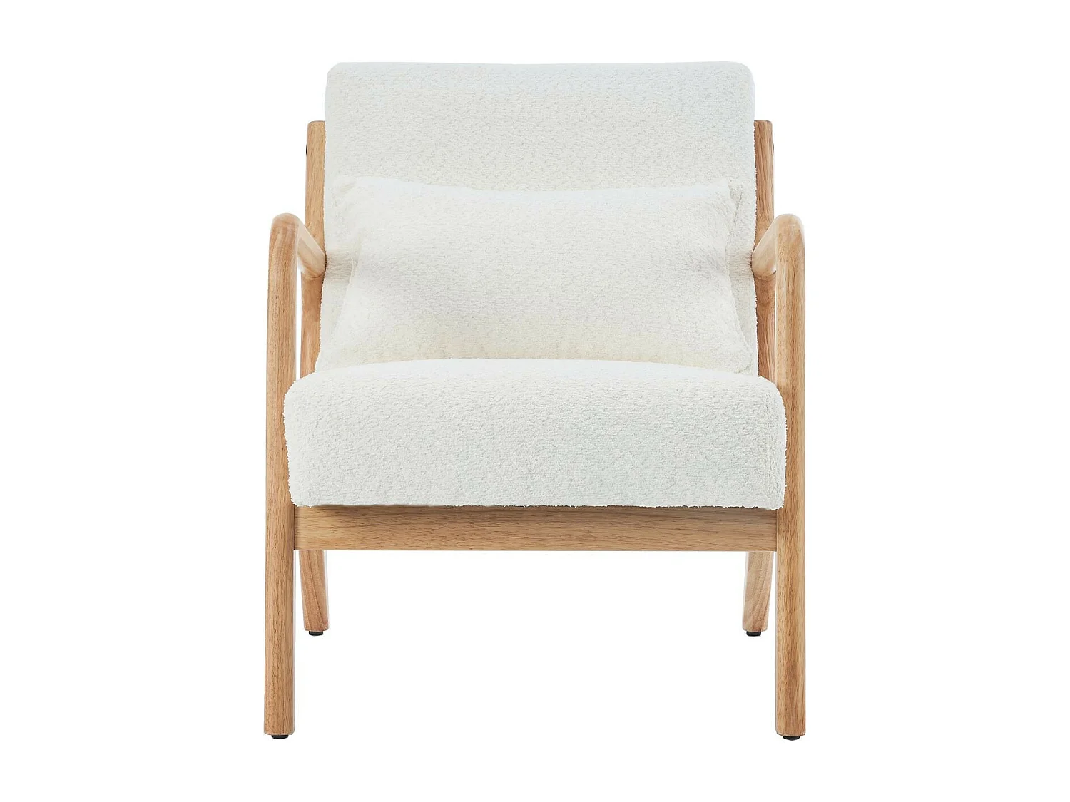 Fauteuil en bois et tissu bouclette écru - Lanna