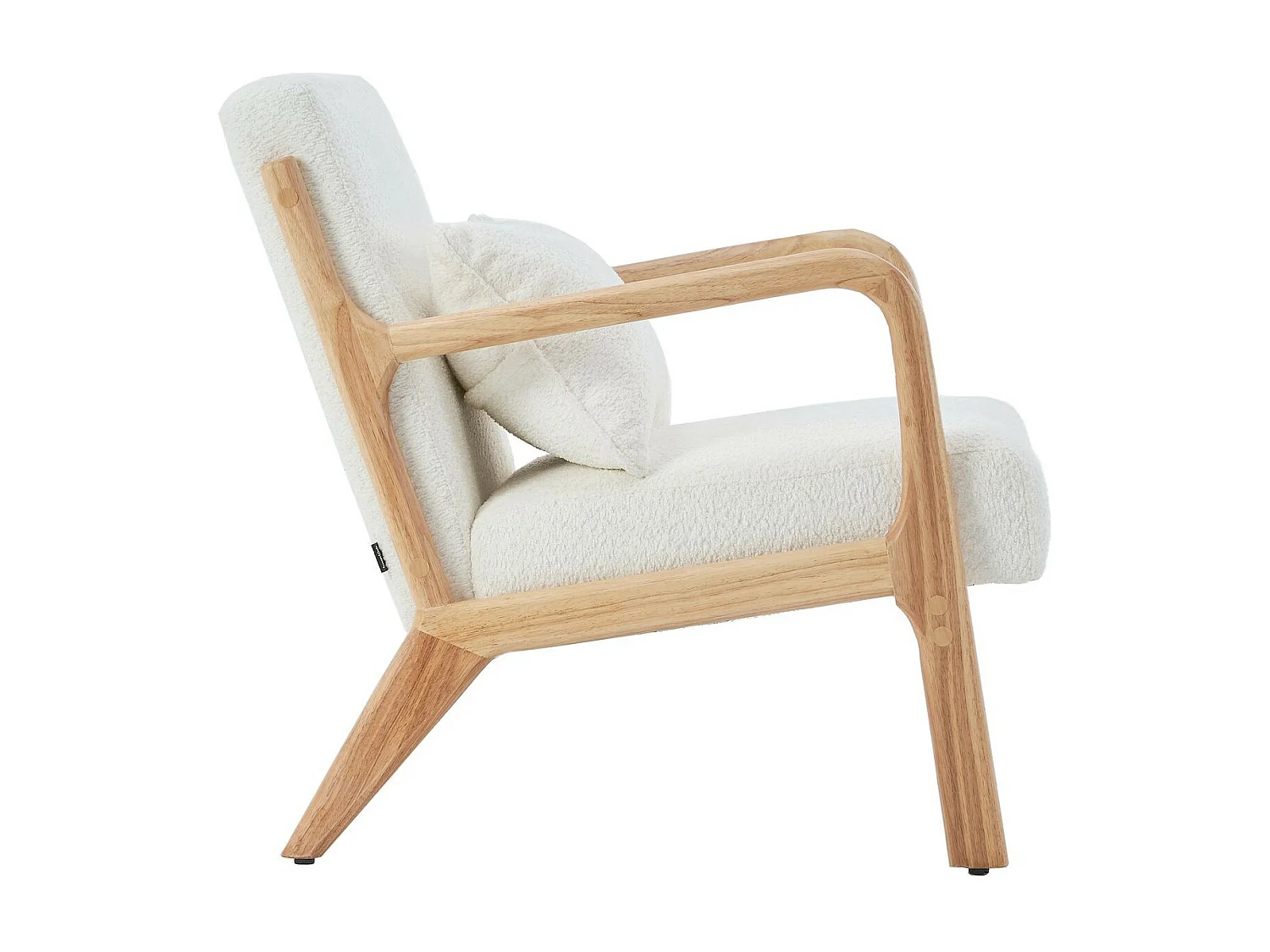 Fauteuil en bois et tissu bouclette écru - Lanna