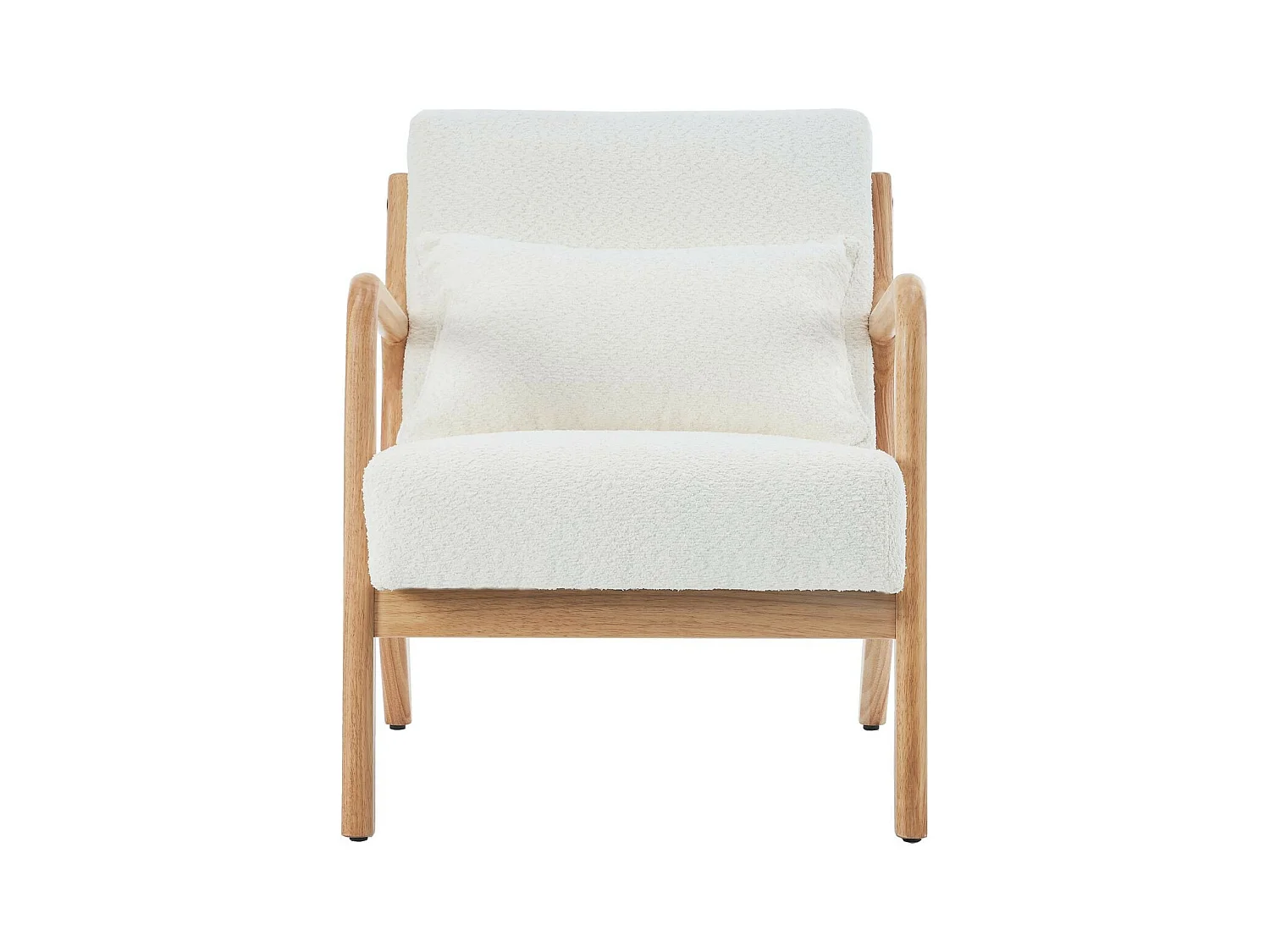 Fauteuil en bois et tissu bouclette écru - Lanna