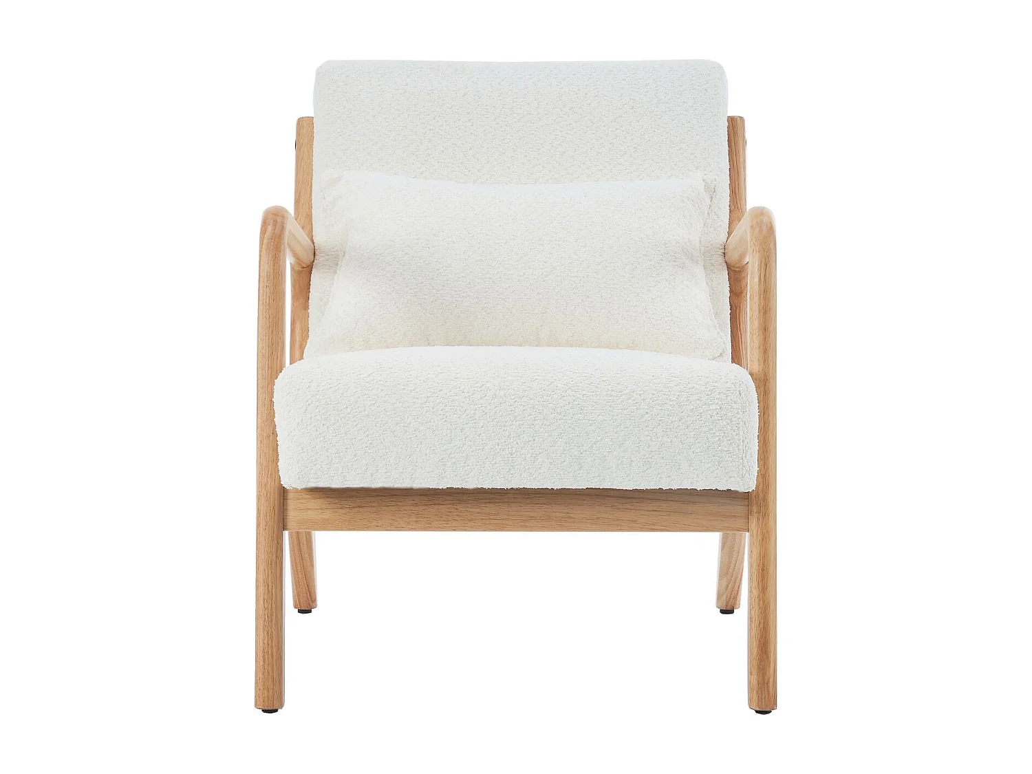 Fauteuil en bois et tissu bouclette écru - Lanna