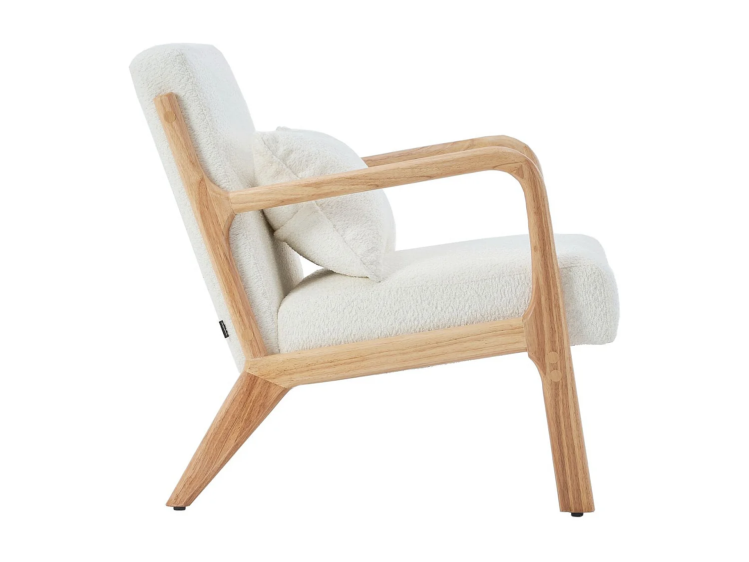 Fauteuil en bois et tissu bouclette écru - Lanna