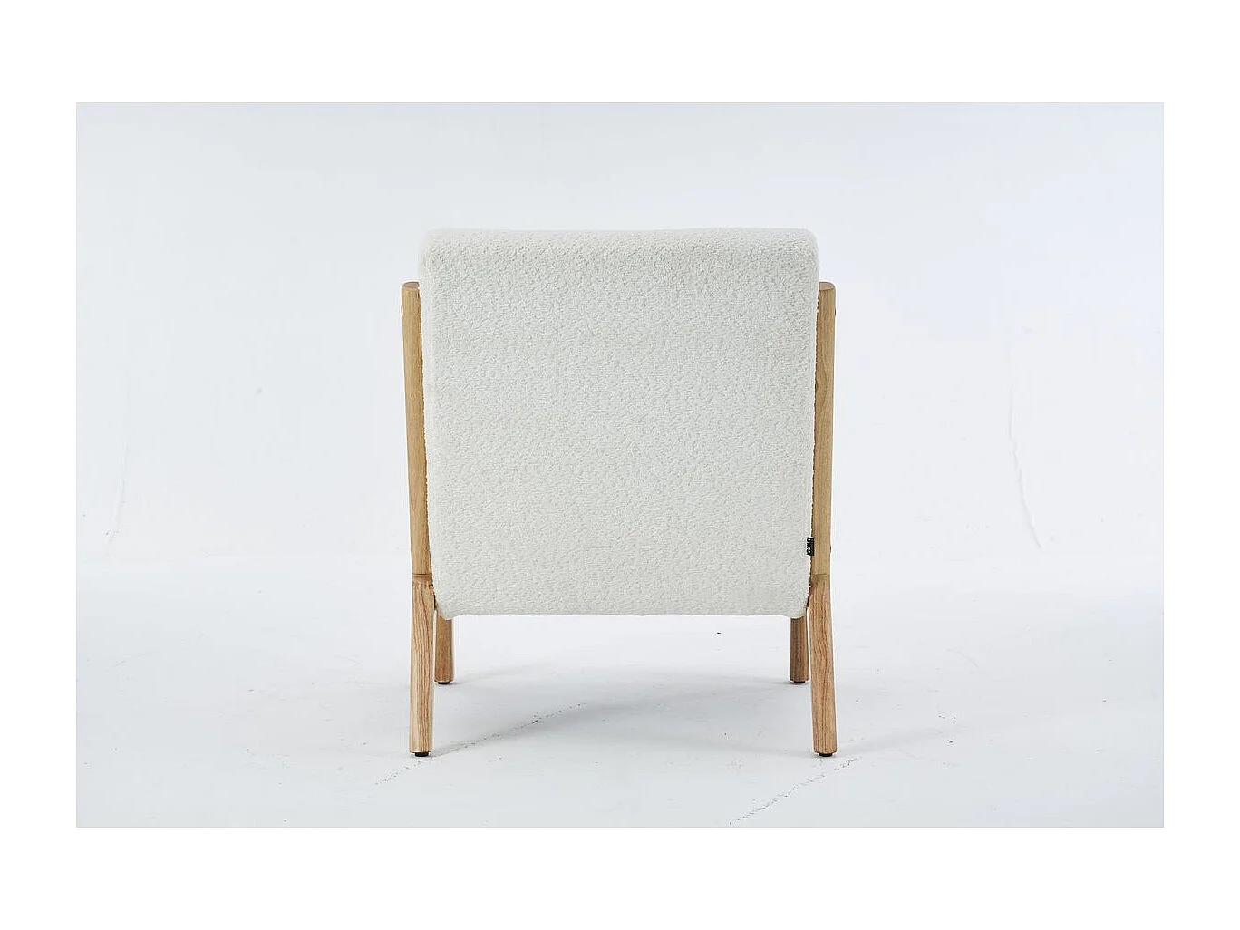 Fauteuil en bois et tissu bouclette écru - Lanna