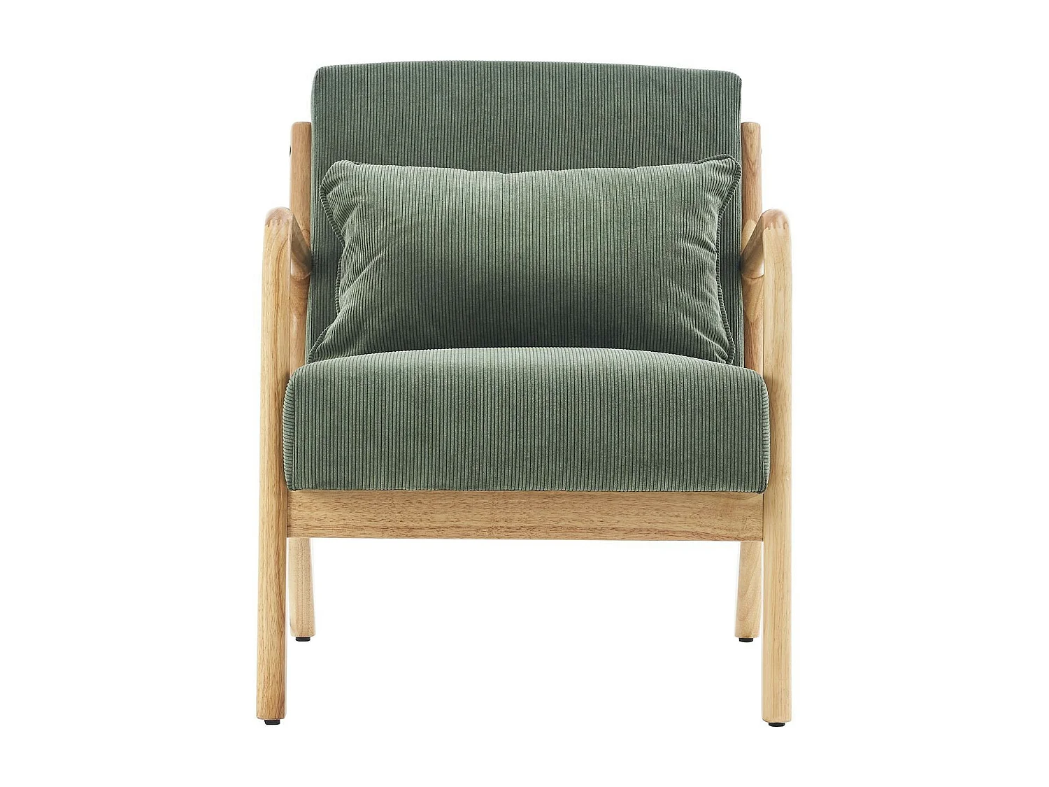 Fauteuil en bois et velours côtelé vert - Lanna