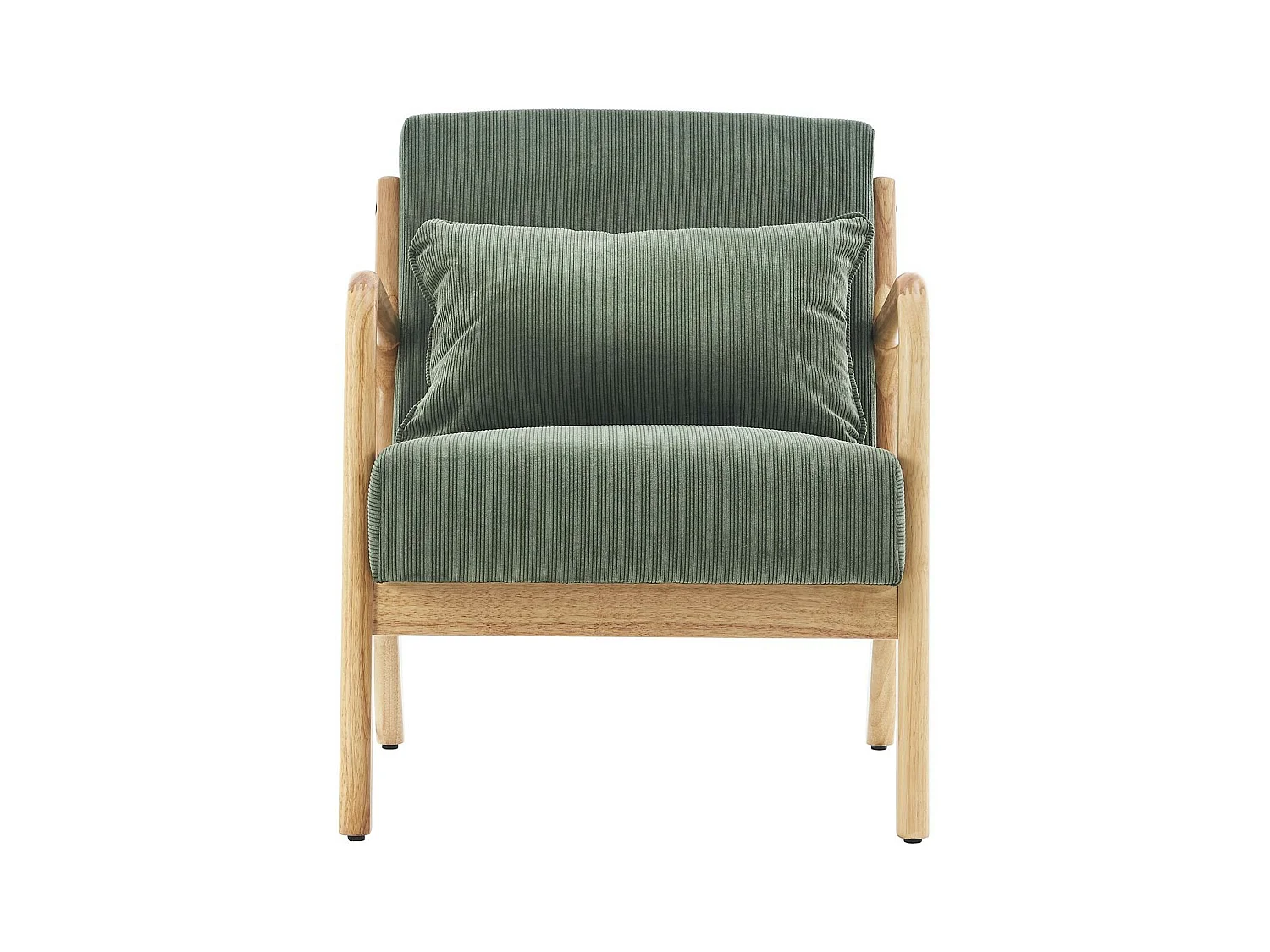 Fauteuil en bois et velours côtelé vert - Lanna