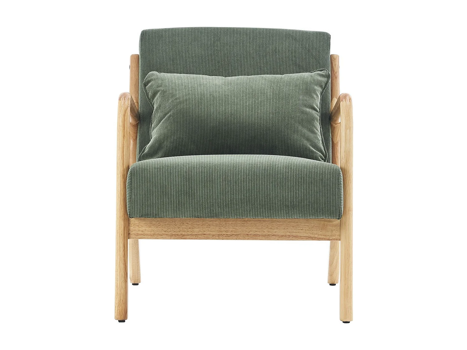 Fauteuil en bois et velours côtelé vert - Lanna