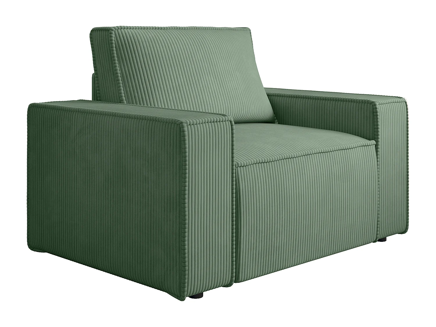 Fauteuil en velours côtelé vert amande AMELIA