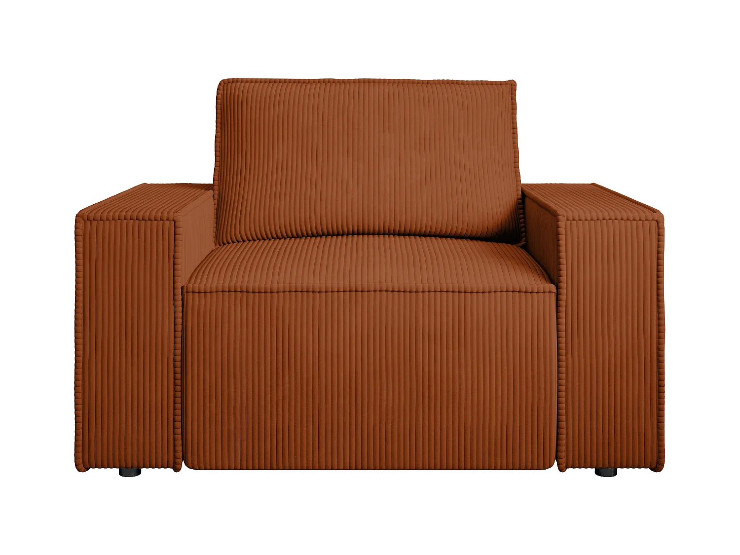 Fauteuil en velours côtelé terracotta AMELIA