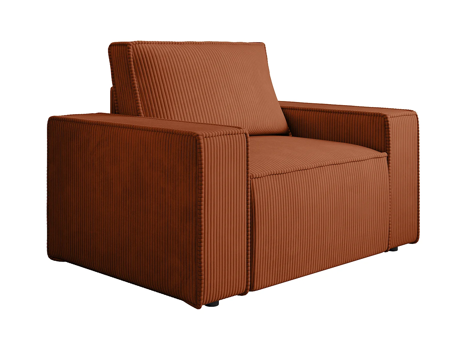 Fauteuil en velours côtelé terracotta AMELIA