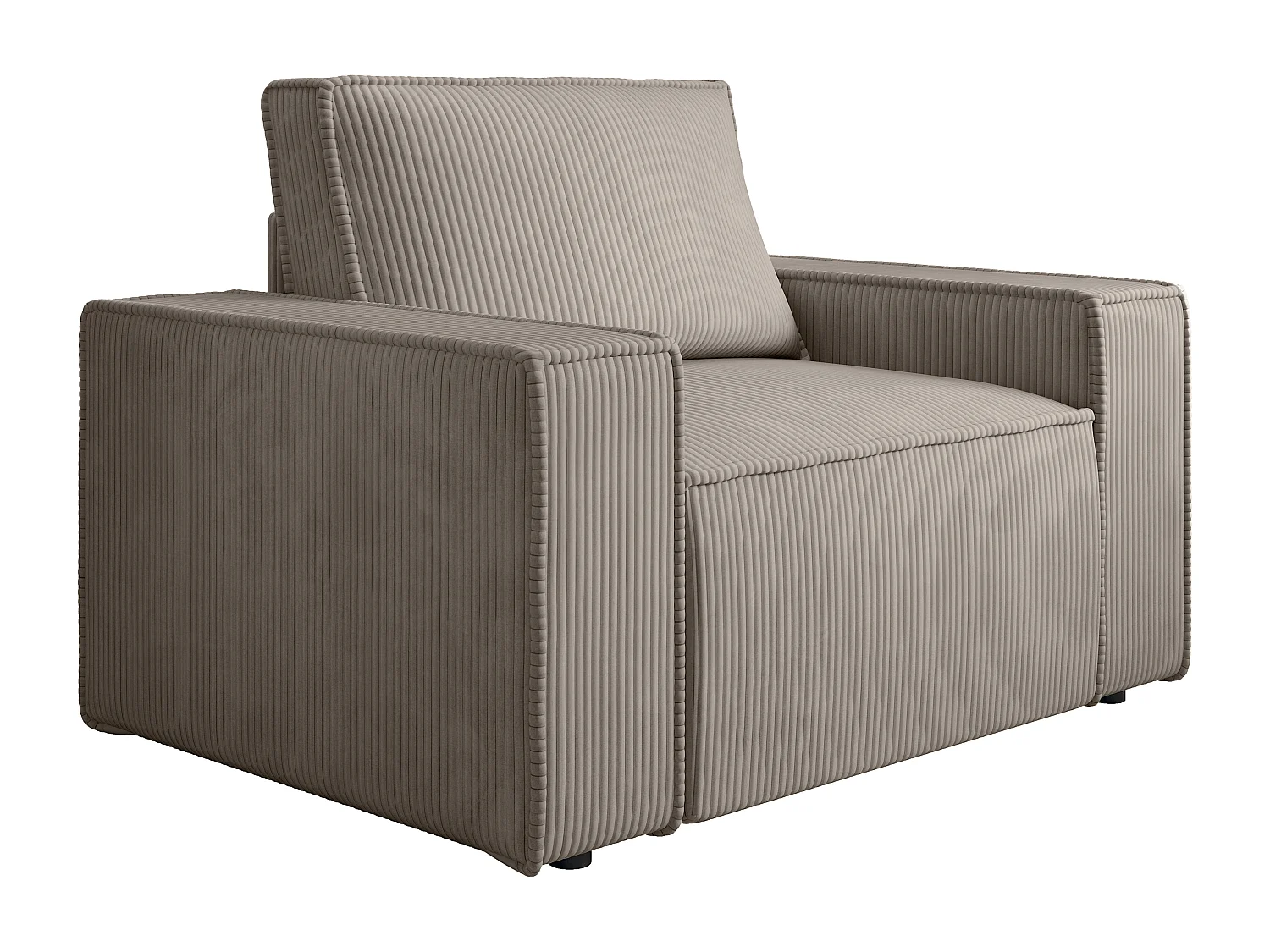 Fauteuil en velours côtelé taupe AMELIA