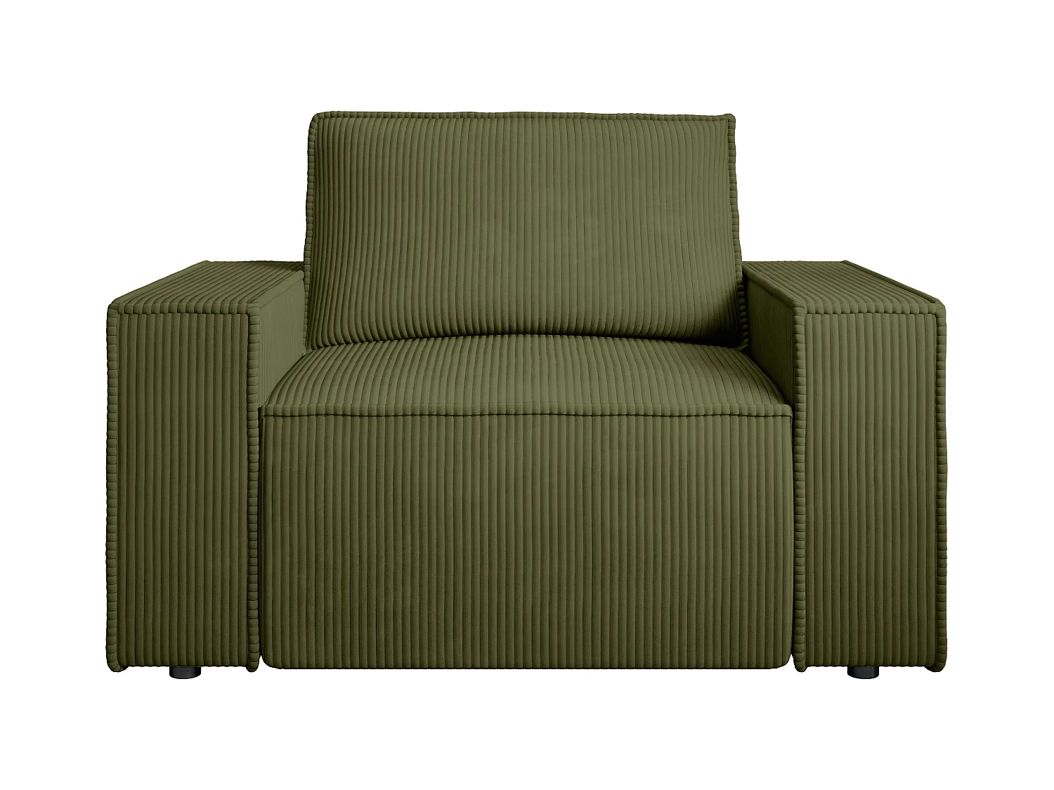 Fauteuil van olijfgroen ribfluweel AMELIA