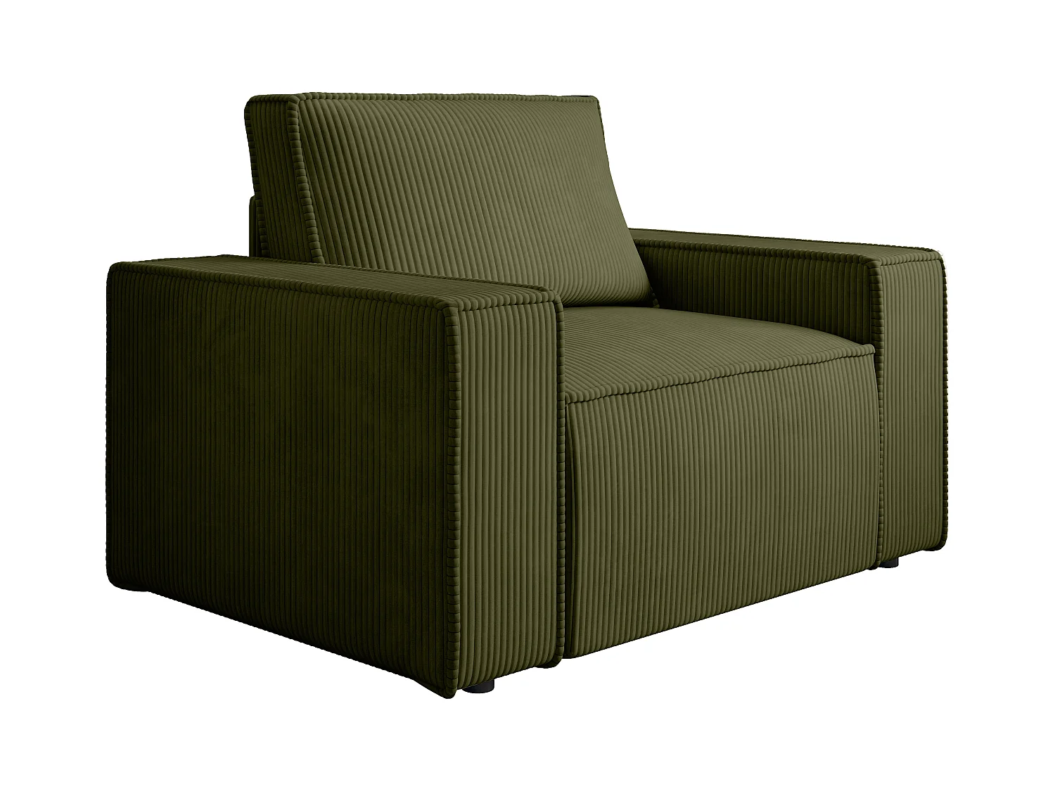 Fauteuil van olijfgroen ribfluweel AMELIA