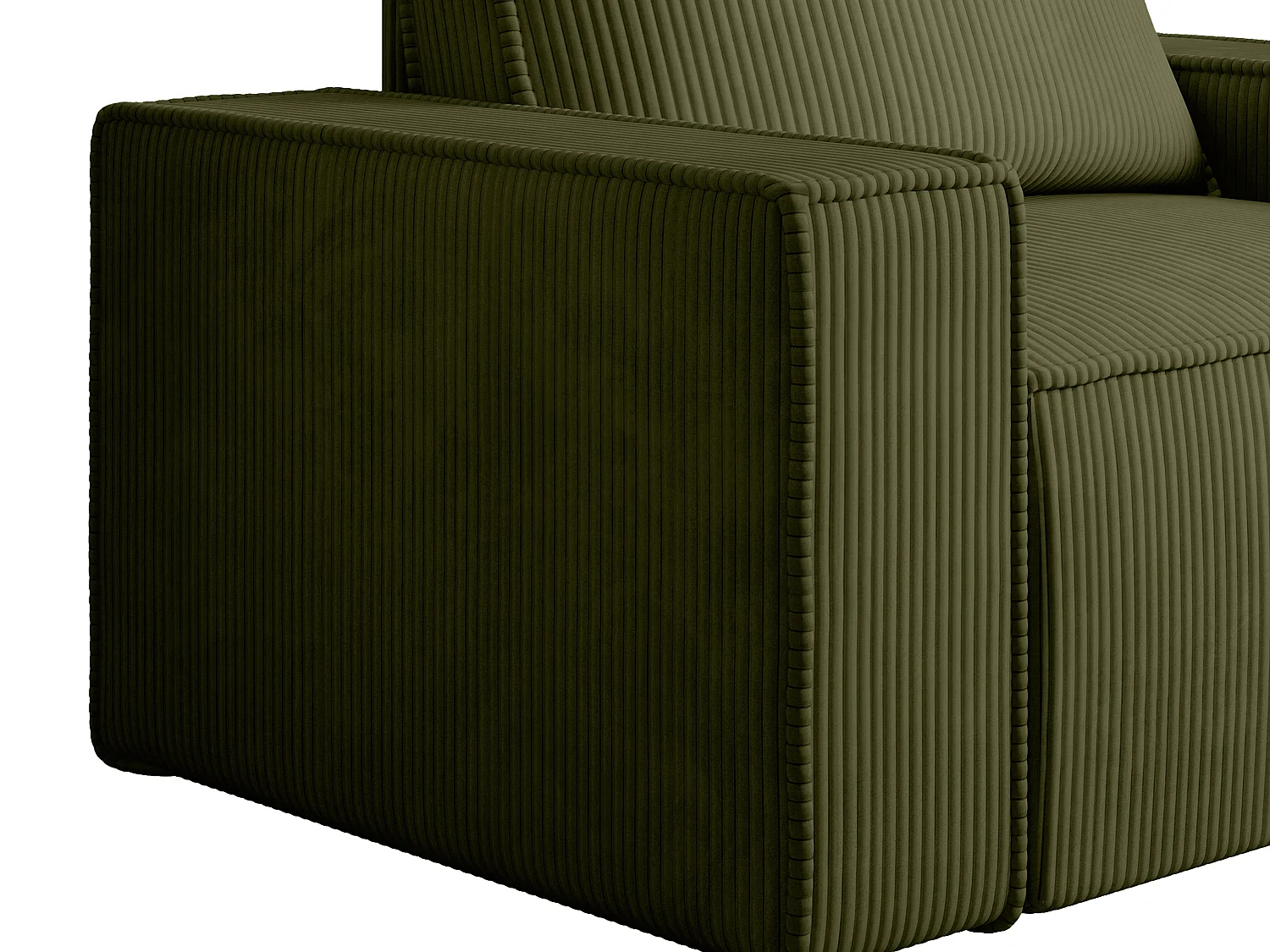 Fauteuil en velours côtelé kaki AMELIA