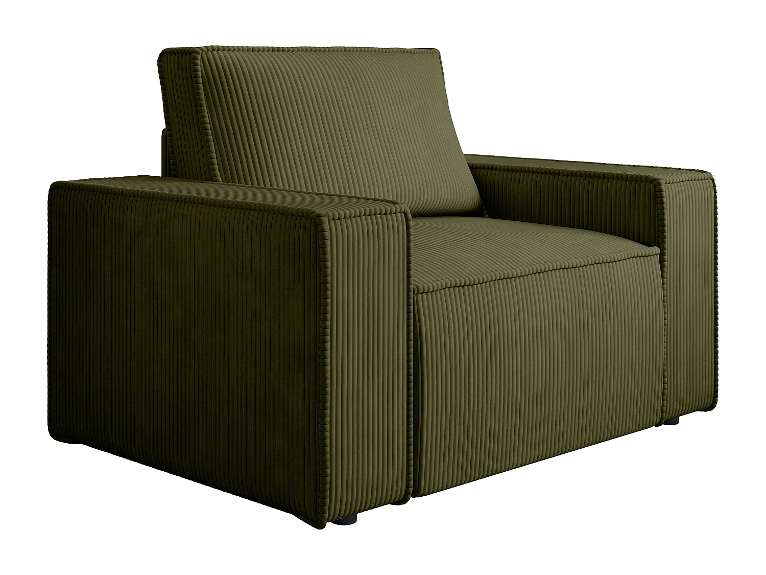 Fauteuil en velours côtelé kaki AMELIA