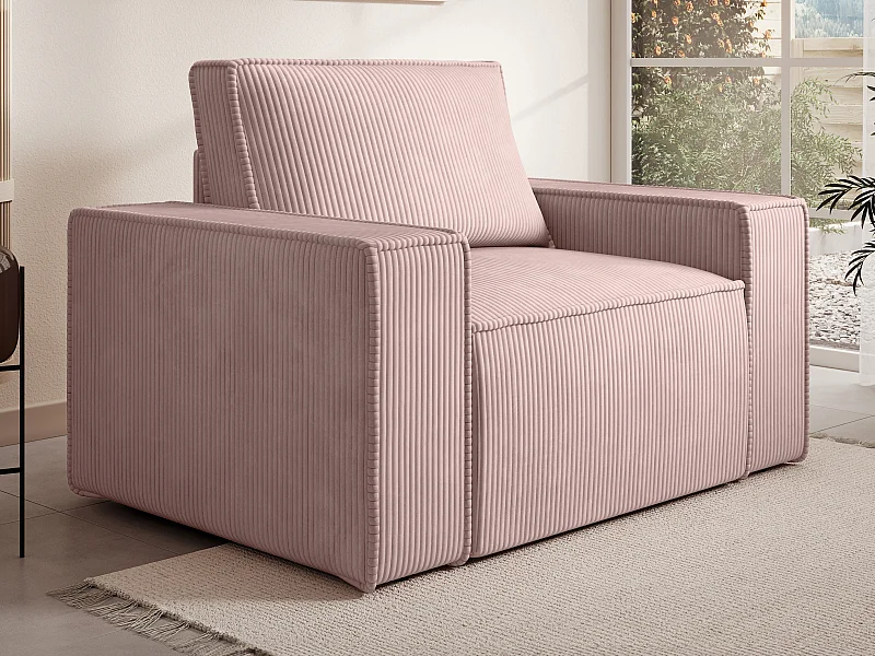 Poltrona in Velluto a coste Rosa cipria - AMELIA