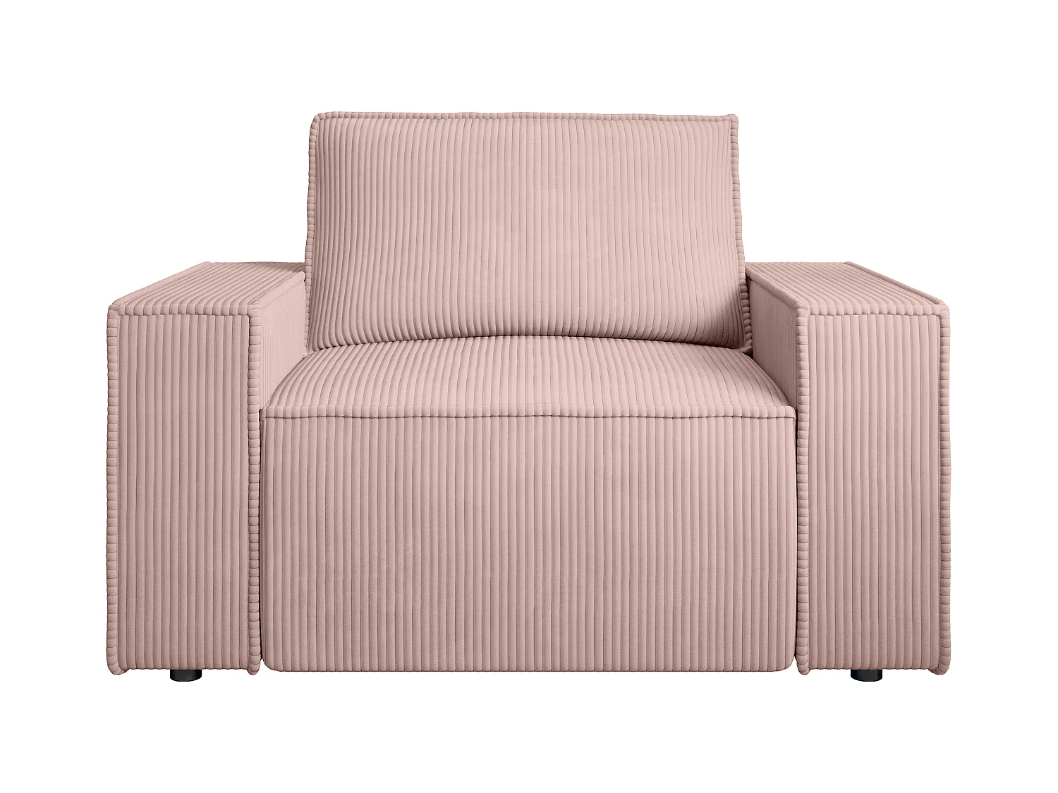 Fauteuil en velours côtelé rose poudré AMELIA