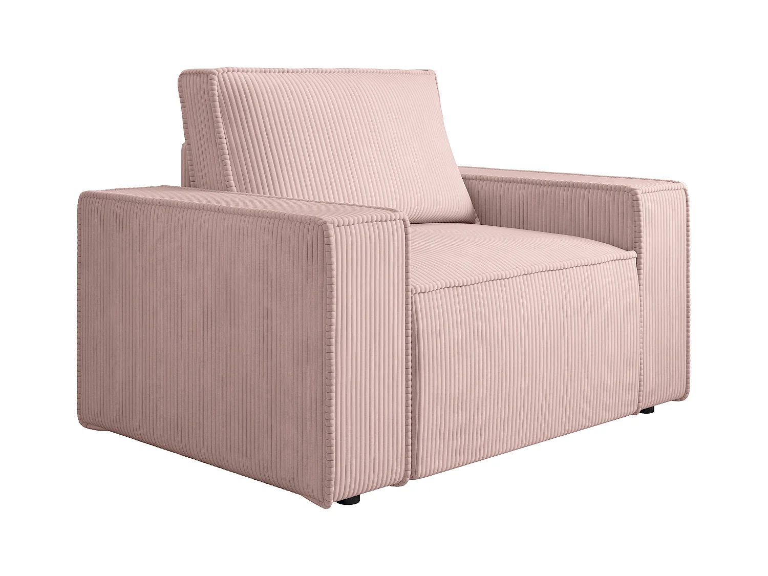 Fauteuil en velours côtelé rose poudré AMELIA