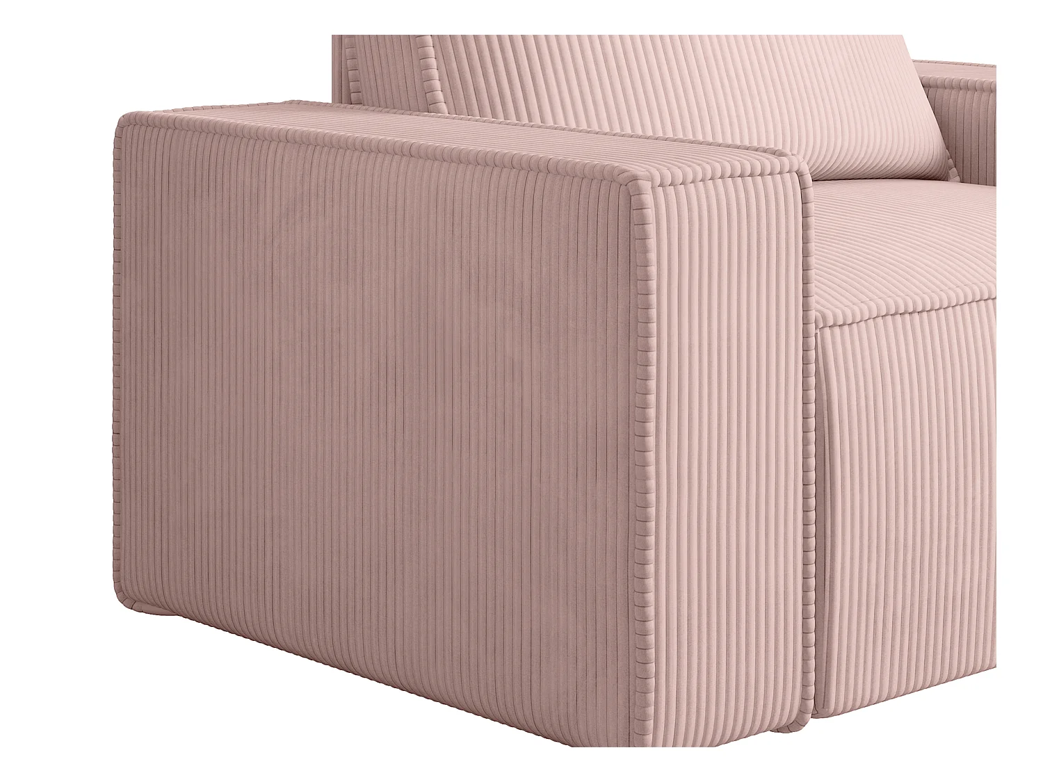 Fauteuil en velours côtelé rose poudré AMELIA