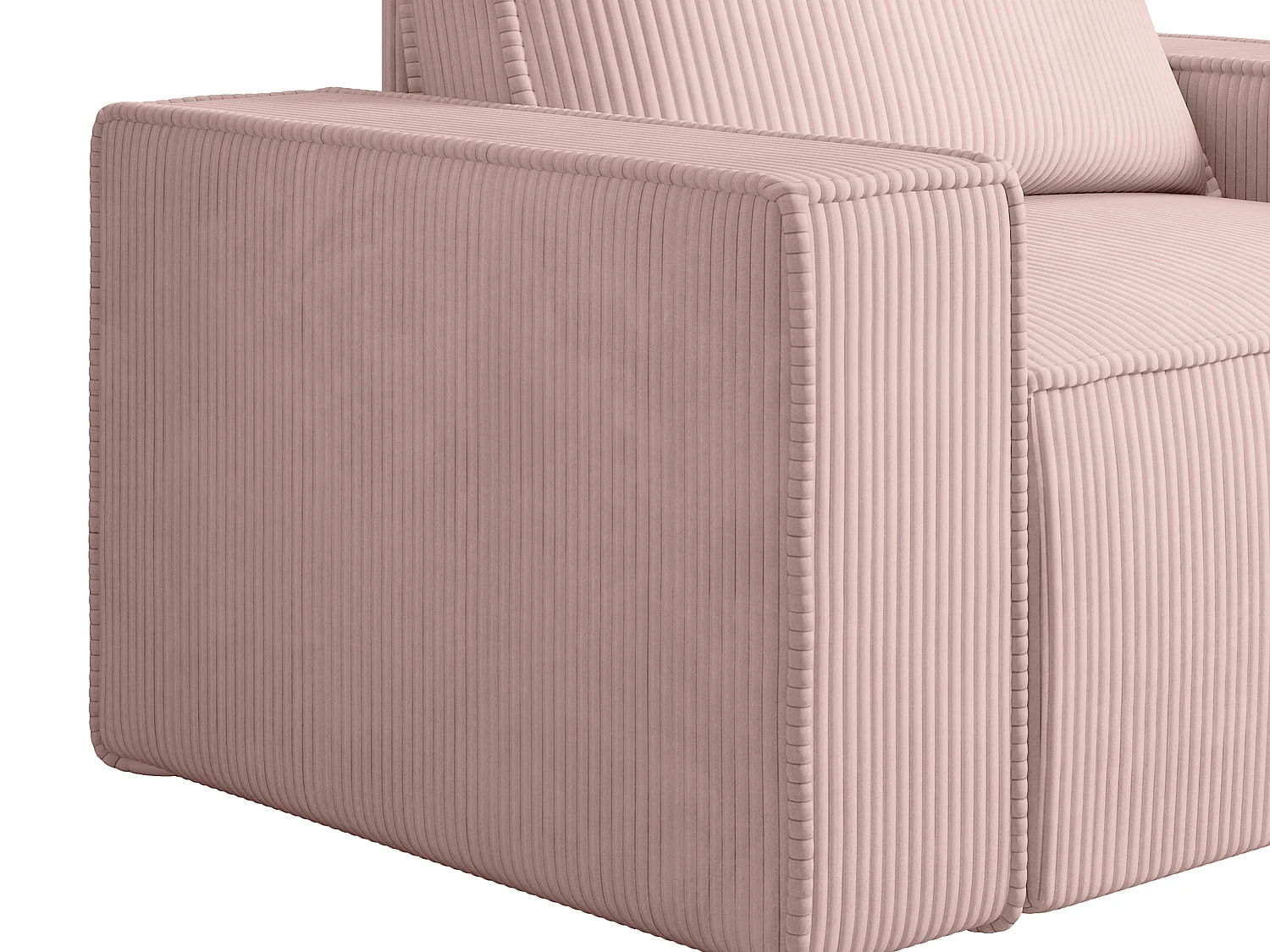 Fauteuil en velours côtelé rose poudré AMELIA