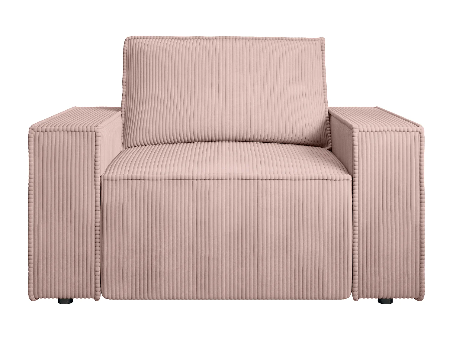 Fauteuil en velours côtelé rose poudré AMELIA