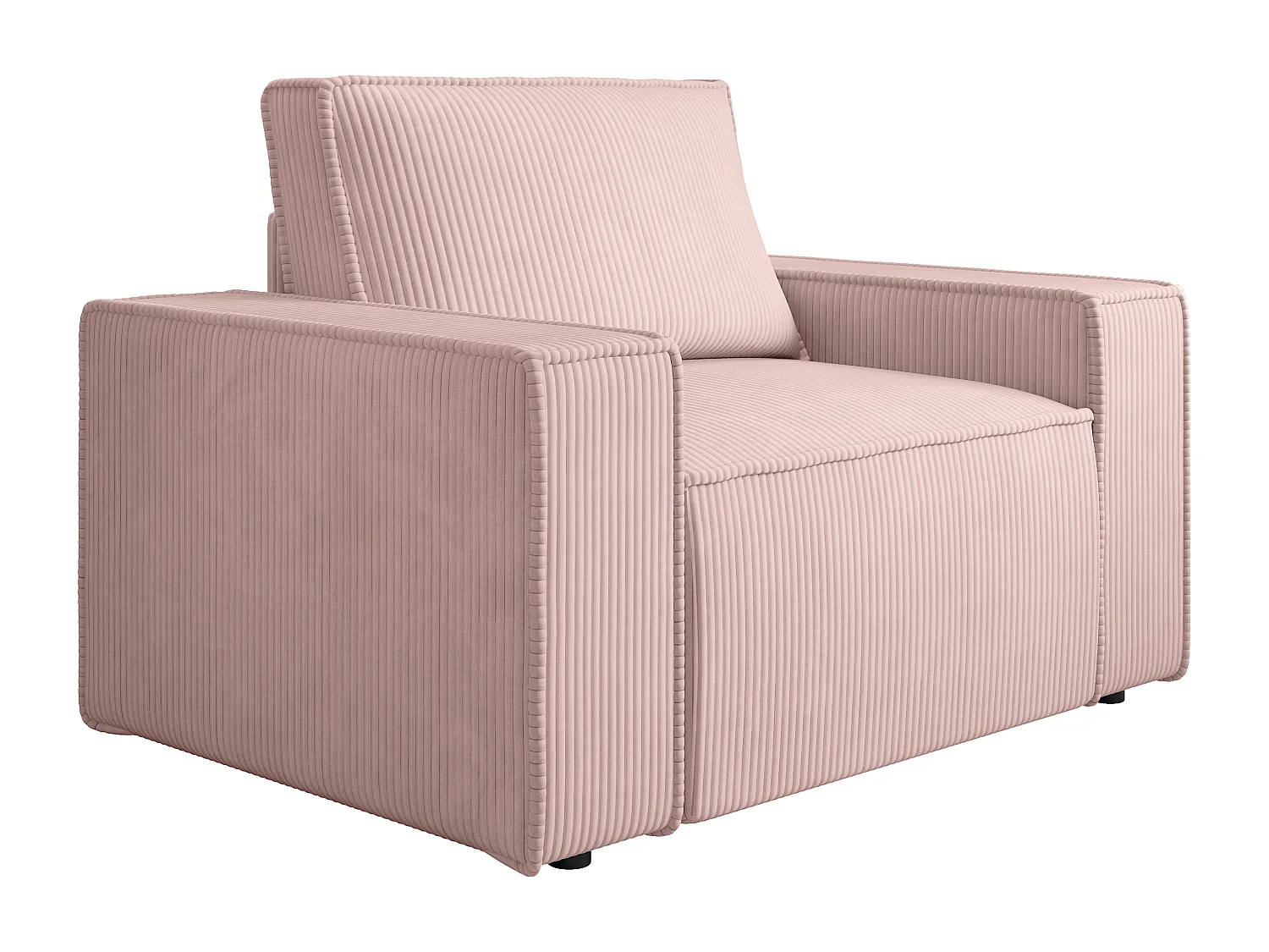 Fauteuil en velours côtelé rose poudré AMELIA