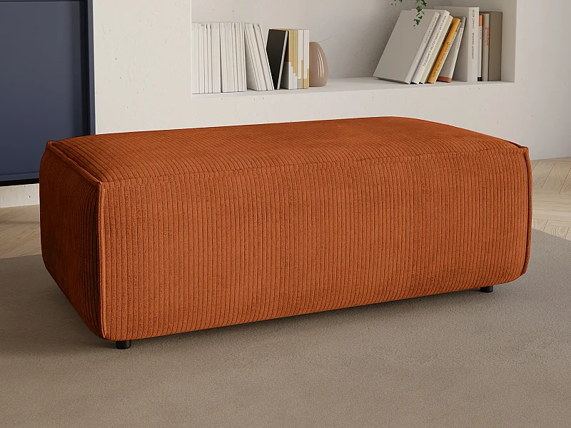 Pouf en velours côtelé terracotta AMELIA