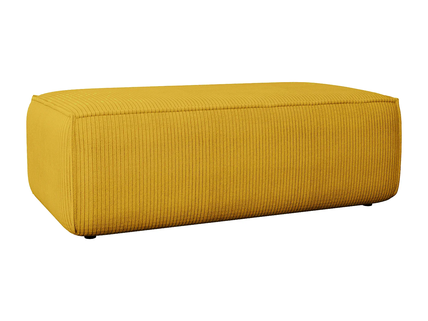 Pouf en velours côtelé jaune AMELIA