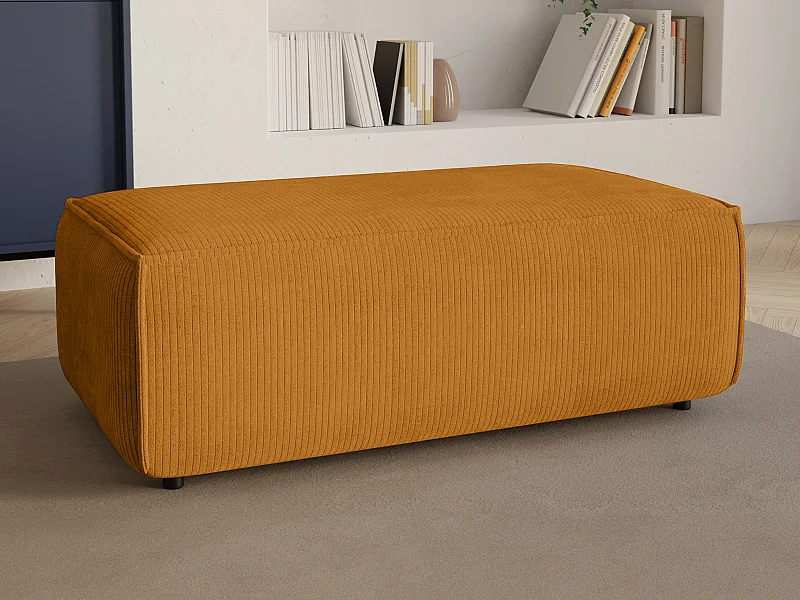 Pouf in Velluto a coste Arancione chiaro - AMELIA