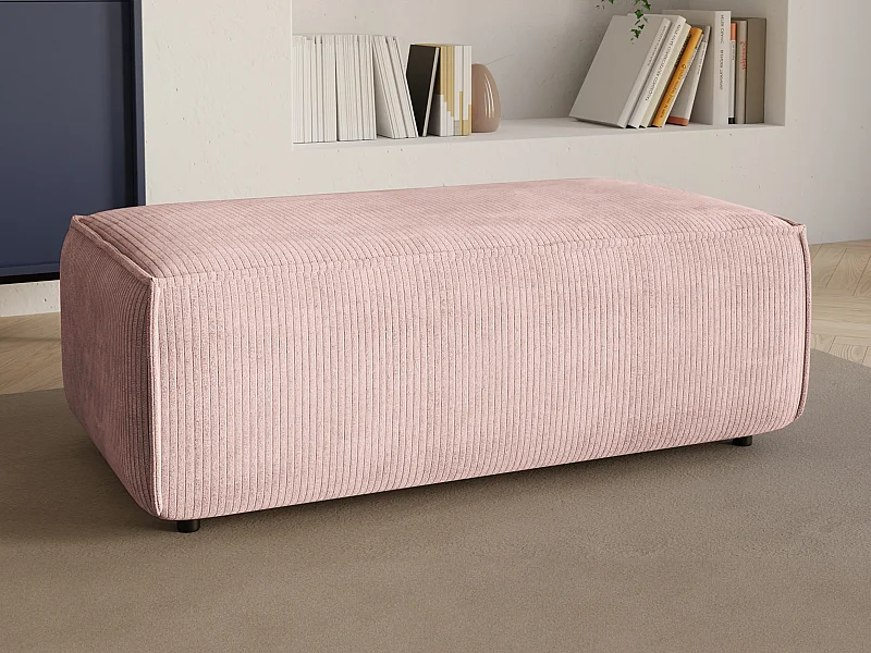Pouf in Velluto a coste Rosa cipria - AMELIA