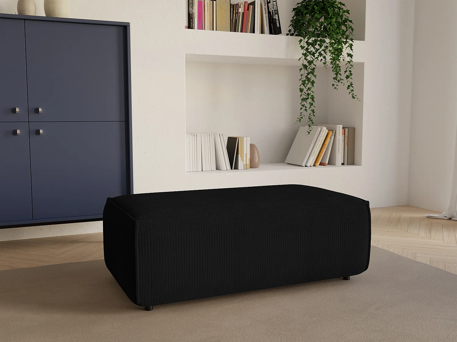 Hocker - Cord - Schwarz - AMELIA