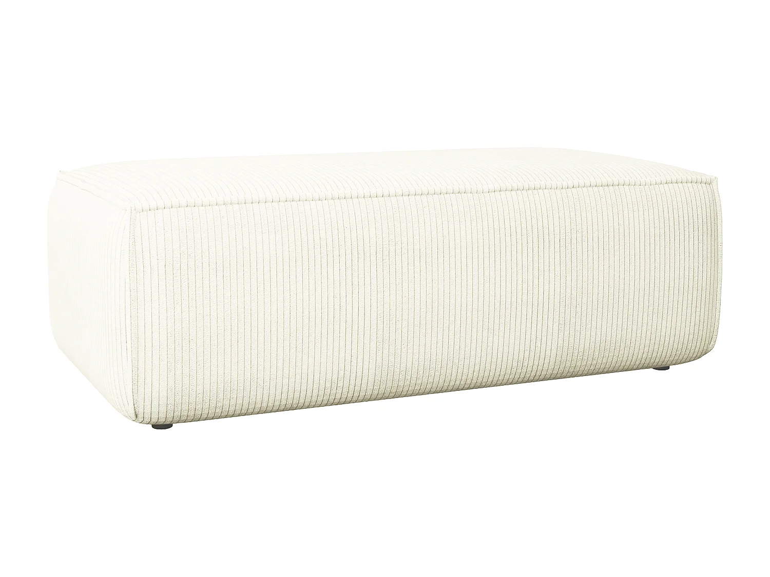 Hvid fløjlspuf med ribkant AMELIA