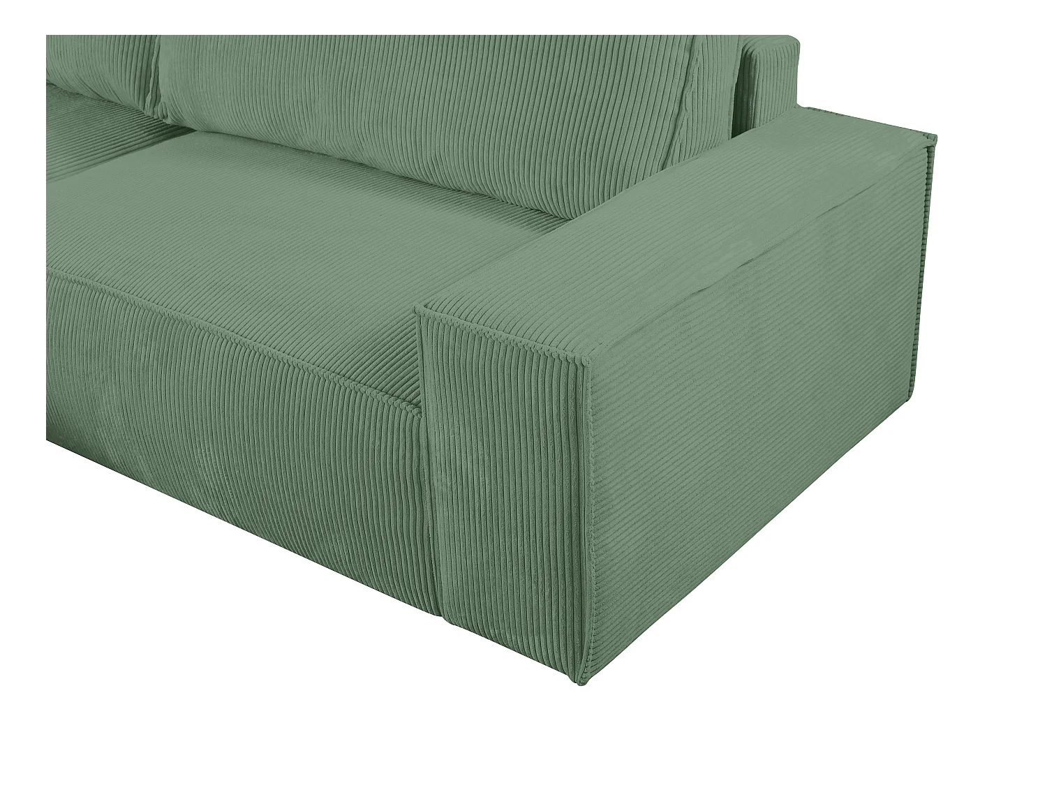 Sofá rinconera izquierda de pana color verde almendra AMELIA