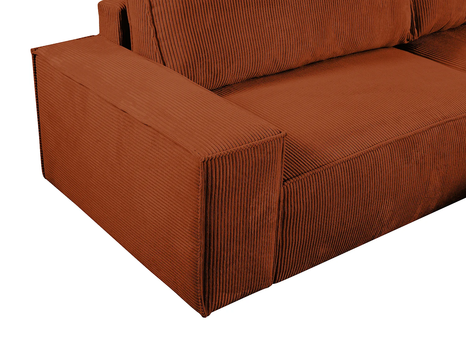 Divano letto angolo a destra in Velluto a coste Terracotta - AMELIA