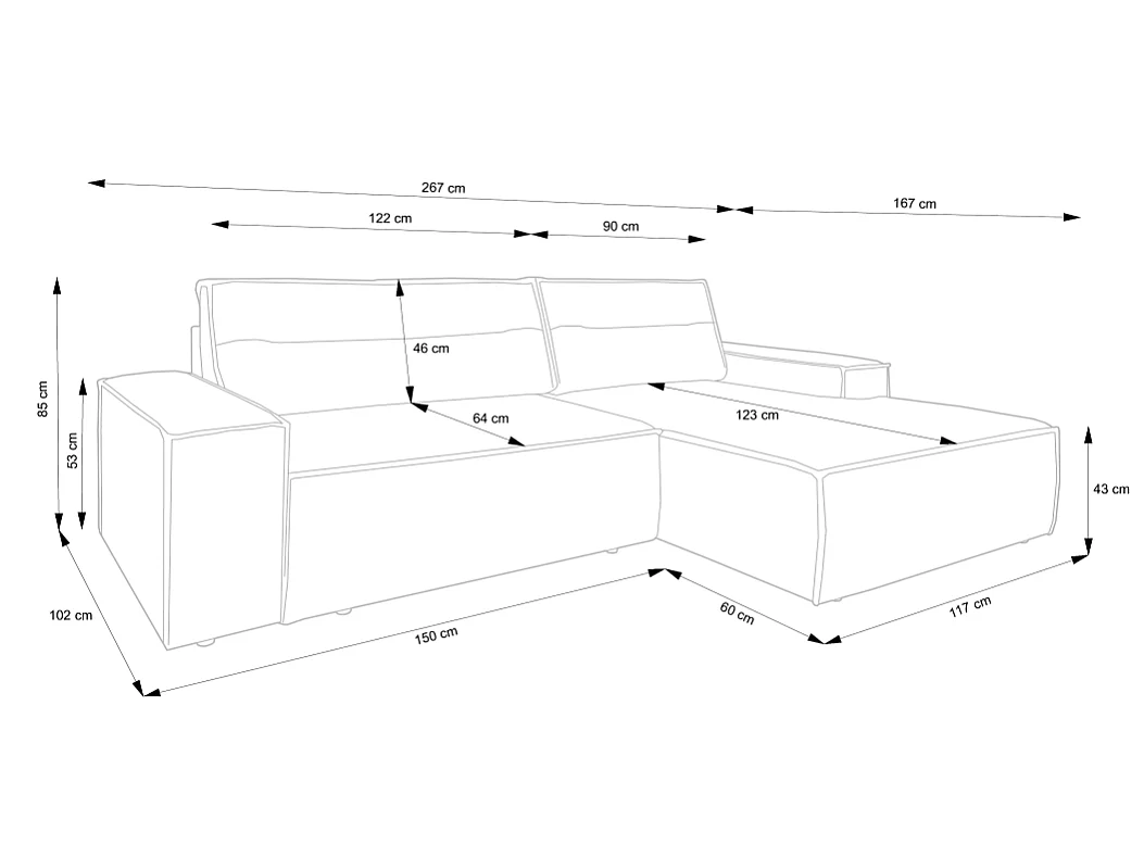 Ecksofa mit Schlaffunktion - Ecke links - Cord - Terracotta - AMELIA