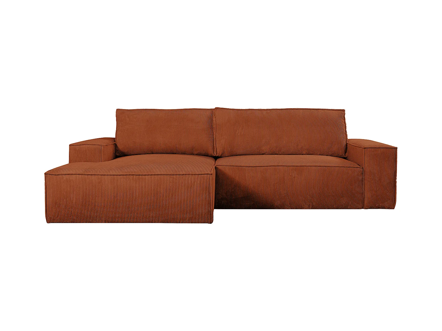 Ecksofa mit Schlaffunktion - Ecke links - Cord - Terracotta - AMELIA