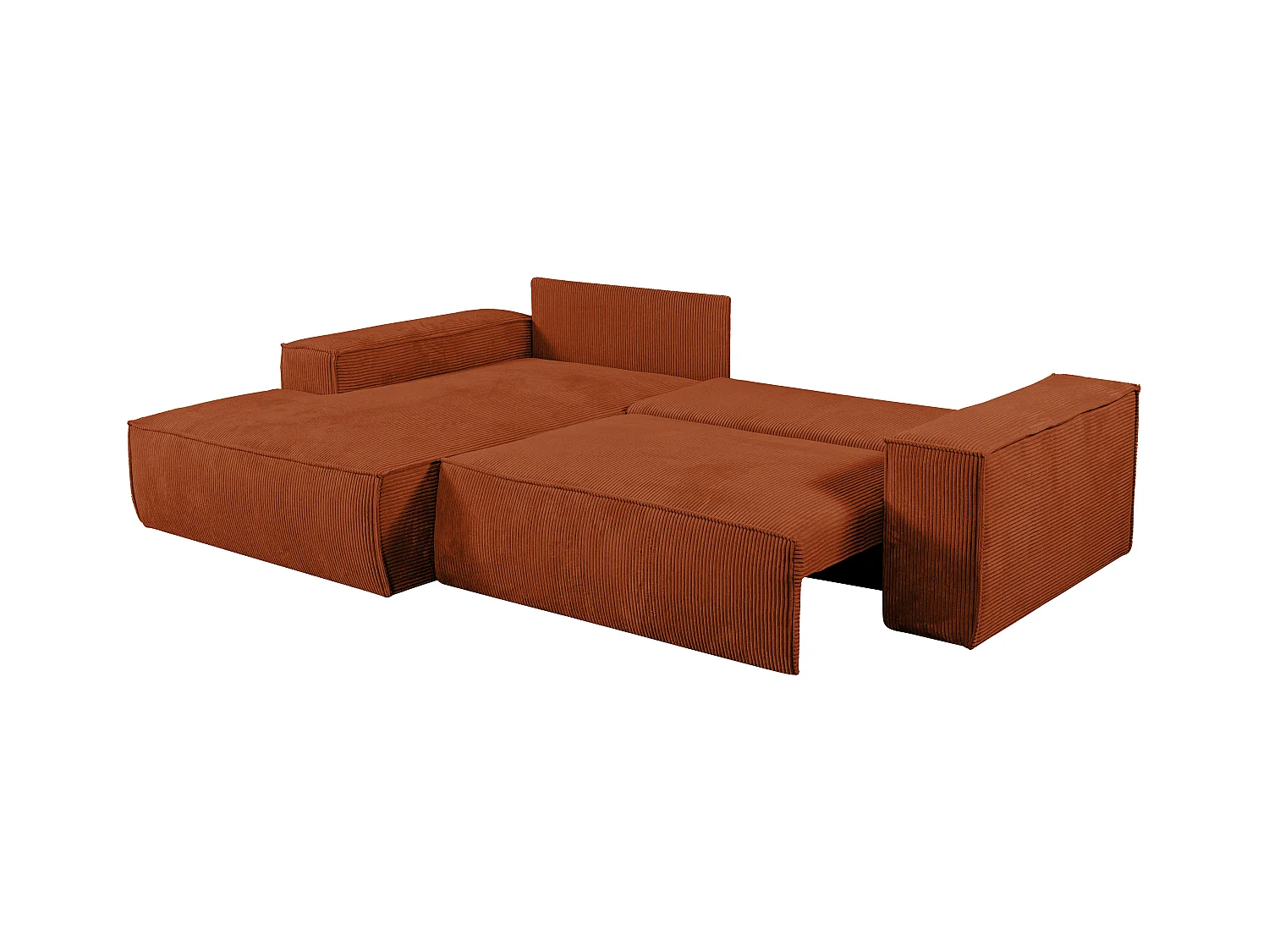 Ecksofa mit Schlaffunktion - Ecke links - Cord - Terracotta - AMELIA