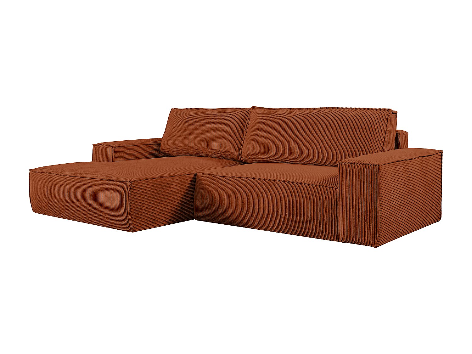 Ecksofa mit Schlaffunktion - Ecke links - Cord - Terracotta - AMELIA günstig online kaufen