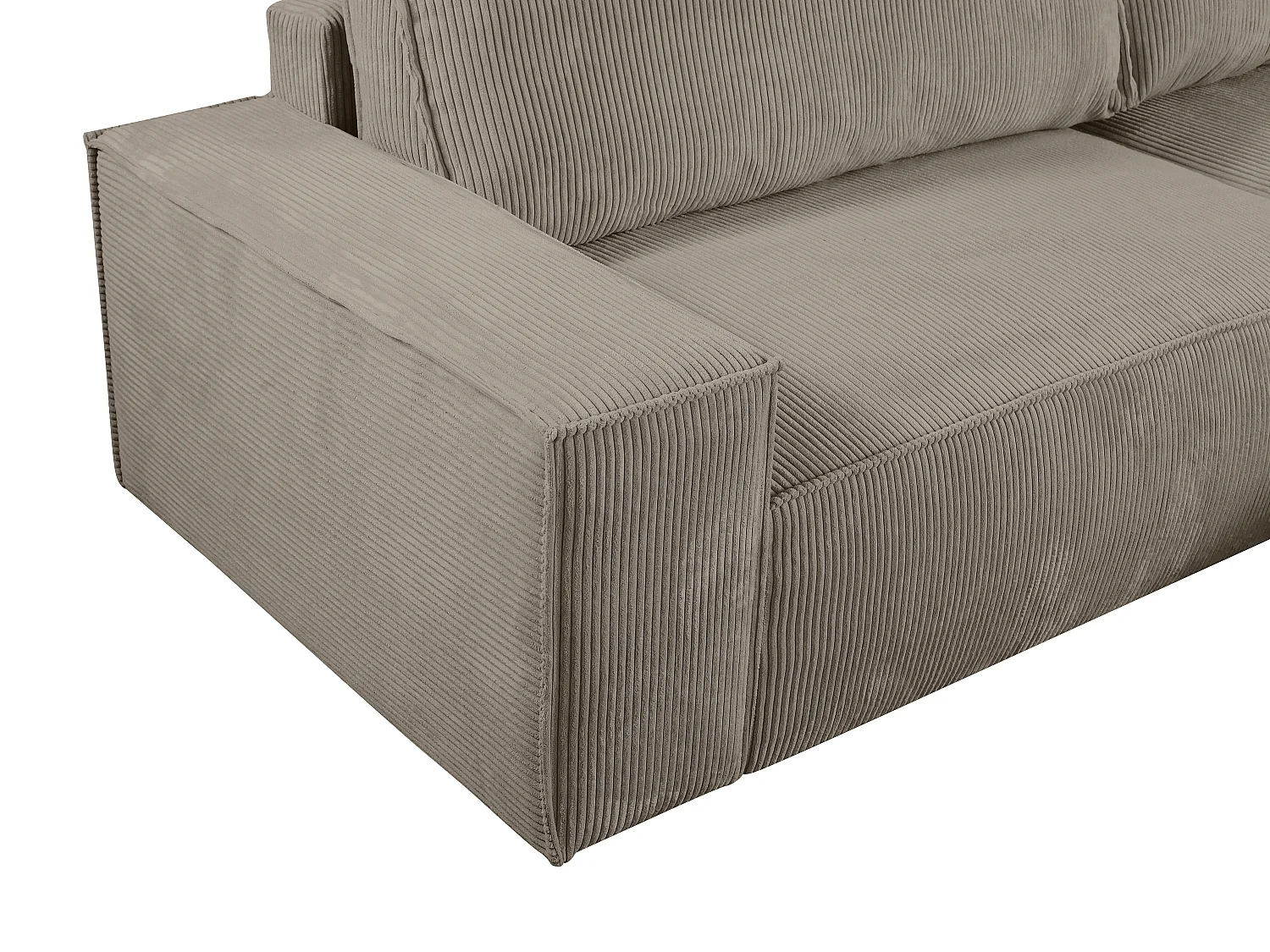 Ecksofa mit Schlaffunktion - Ecke rechts - Cord - Taupe - AMELIA