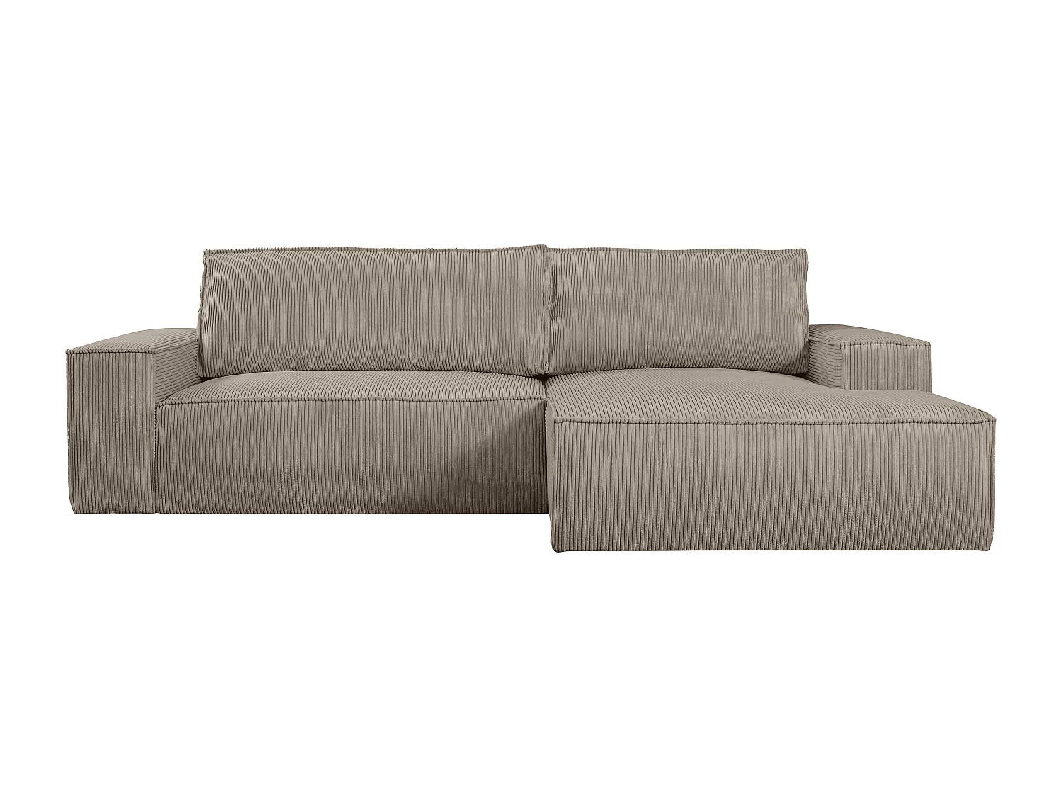 Ecksofa mit Schlaffunktion - Ecke rechts - Cord - Taupe - AMELIA