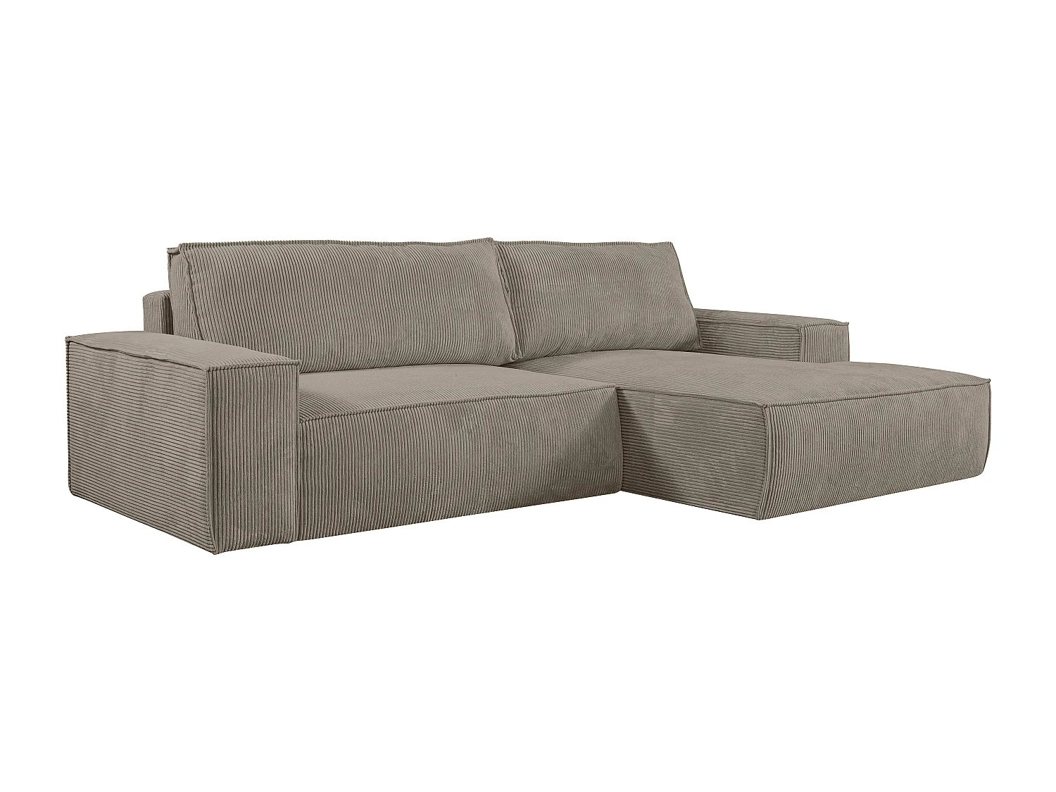 Ecksofa mit Schlaffunktion - Ecke rechts - Cord - Taupe - AMELIA