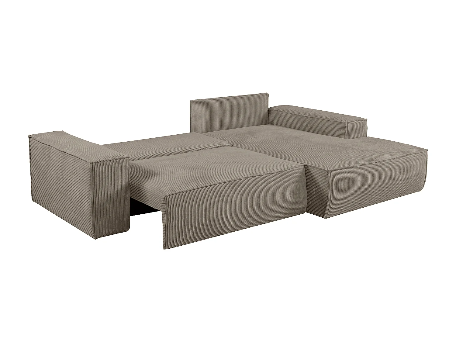 Ecksofa mit Schlaffunktion - Ecke rechts - Cord - Taupe - AMELIA