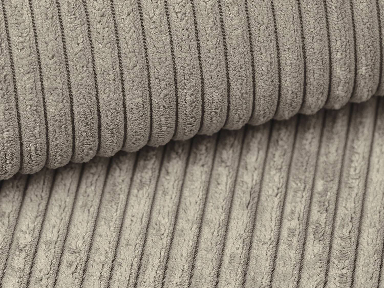 Ecksofa mit Schlaffunktion - Ecke rechts - Cord - Taupe - AMELIA