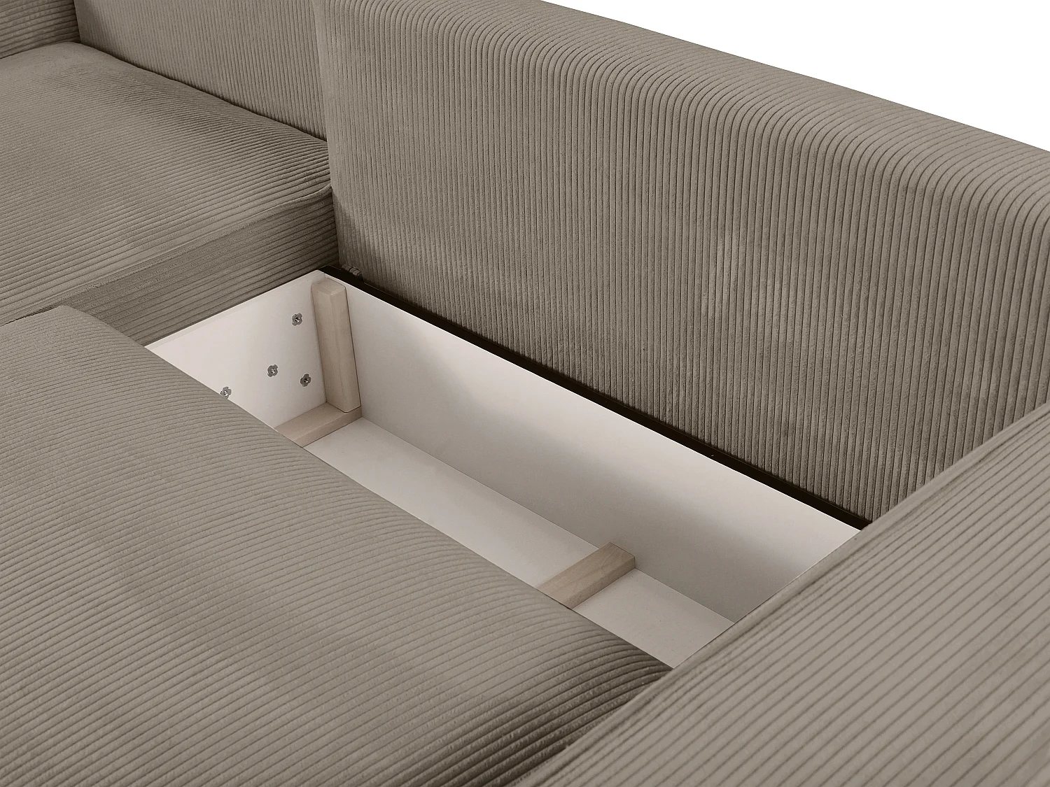 Ecksofa mit Schlaffunktion - Ecke links - Cord - Taupe - AMELIA