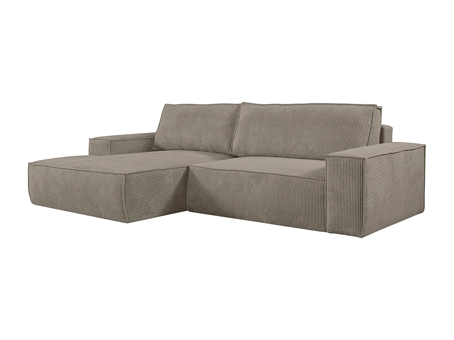Ecksofa mit Schlaffunktion - Ecke links - Cord - Taupe - AMELIA
