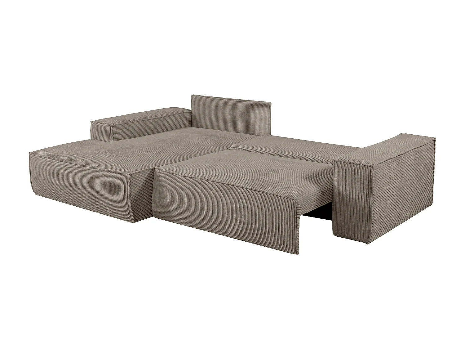 Ecksofa mit Schlaffunktion - Ecke links - Cord - Taupe - AMELIA