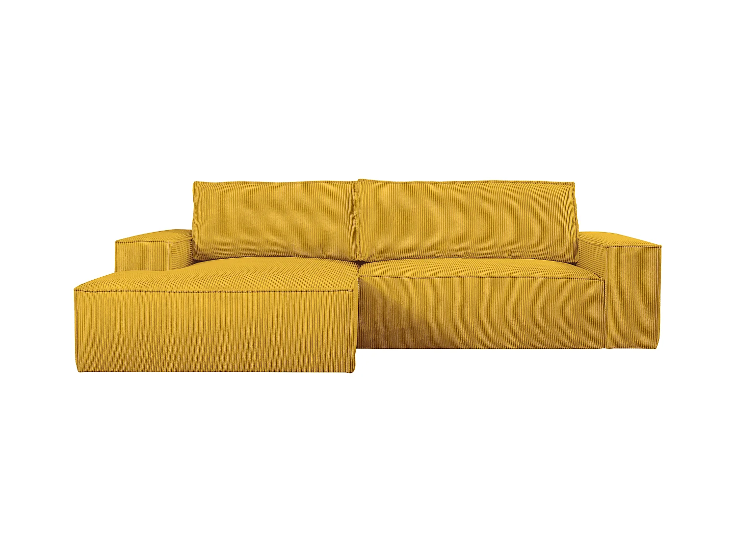 Slaapbank met hoek links van geel ribfluweel AMELIA